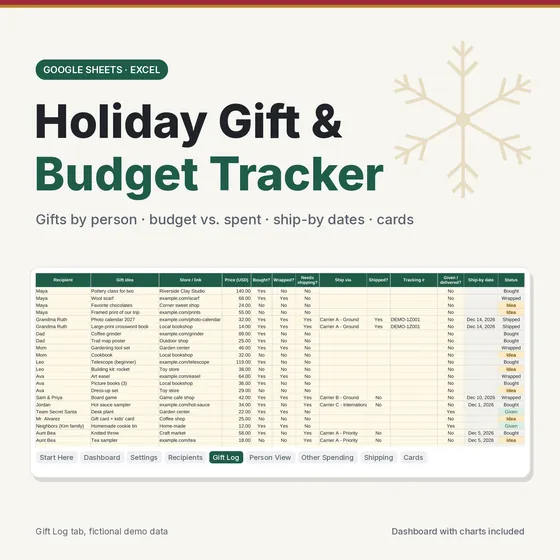 Holiday Gift & Budget Tracker cover