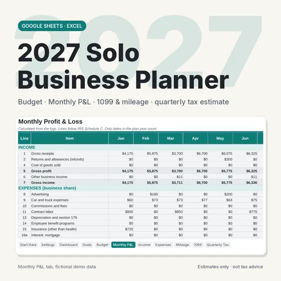 2027 Solo Business Planner cover