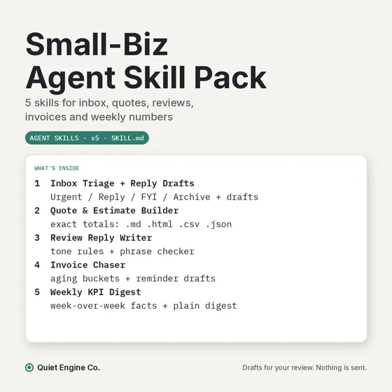 Small-Biz Agent Skill Pack (5 skills) cover