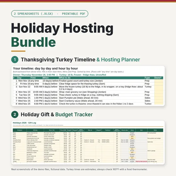 Holiday Hosting Bundle: Turkey Planner + Gift & Budget Tracker cover